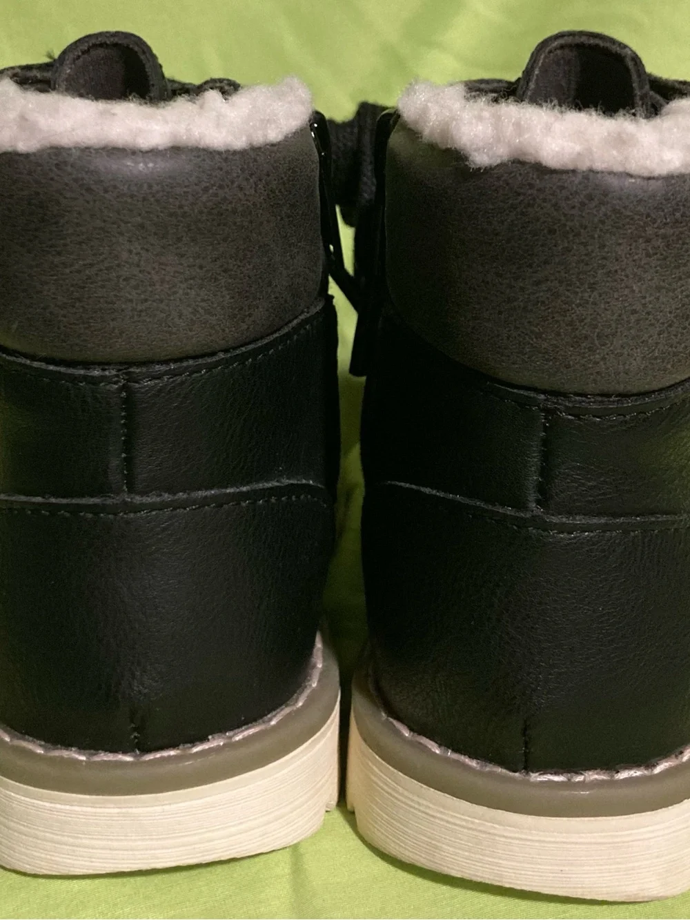 Kids Black Lace-Up Winter Boots with Faux Fur